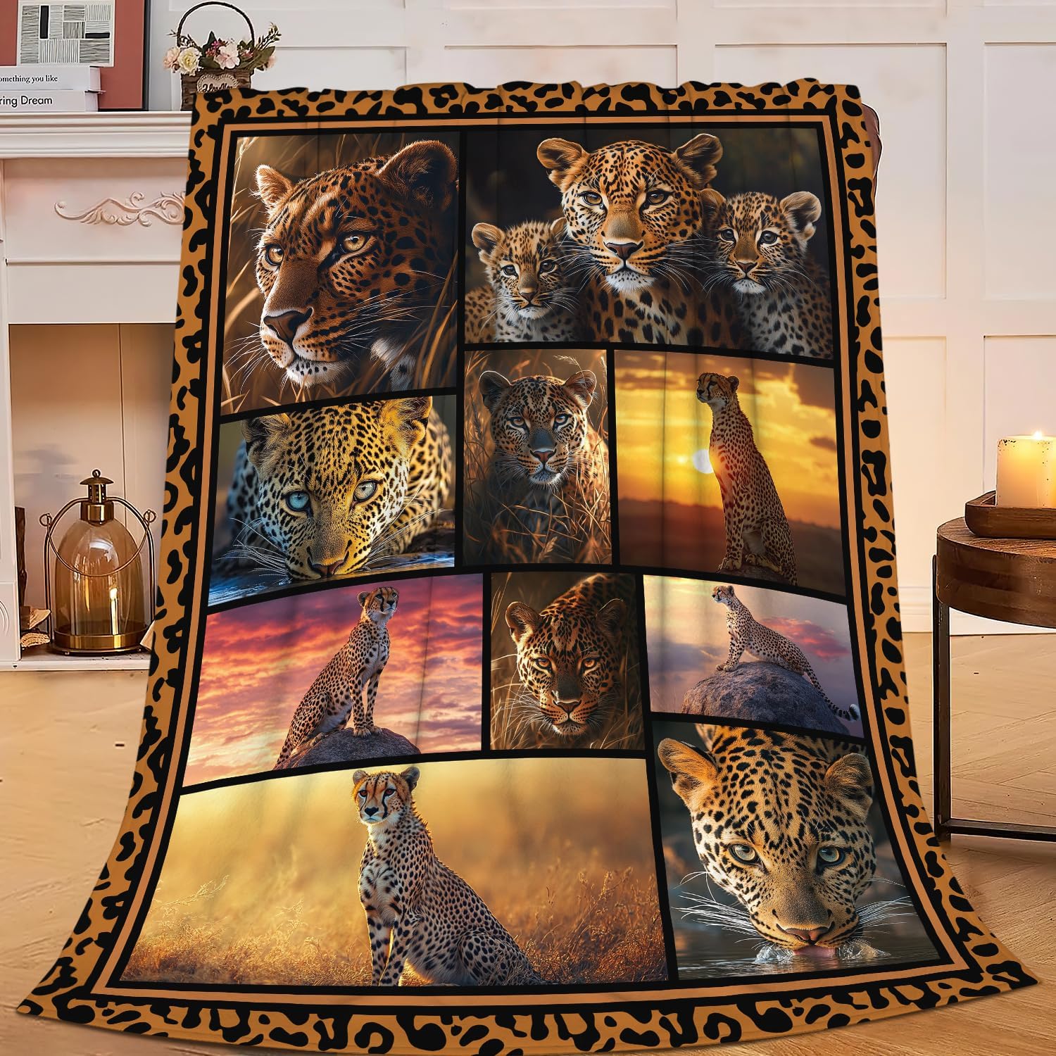 Cheetah Blanket Cheetahs Throw Blanket Flannel Stuff Merch Cozy Decor Fleece Plush Fuzzy Warm Soft Lightweight Bedding Gifts for Lover Girls Women Men Boy Couch Sofa 80"X60"