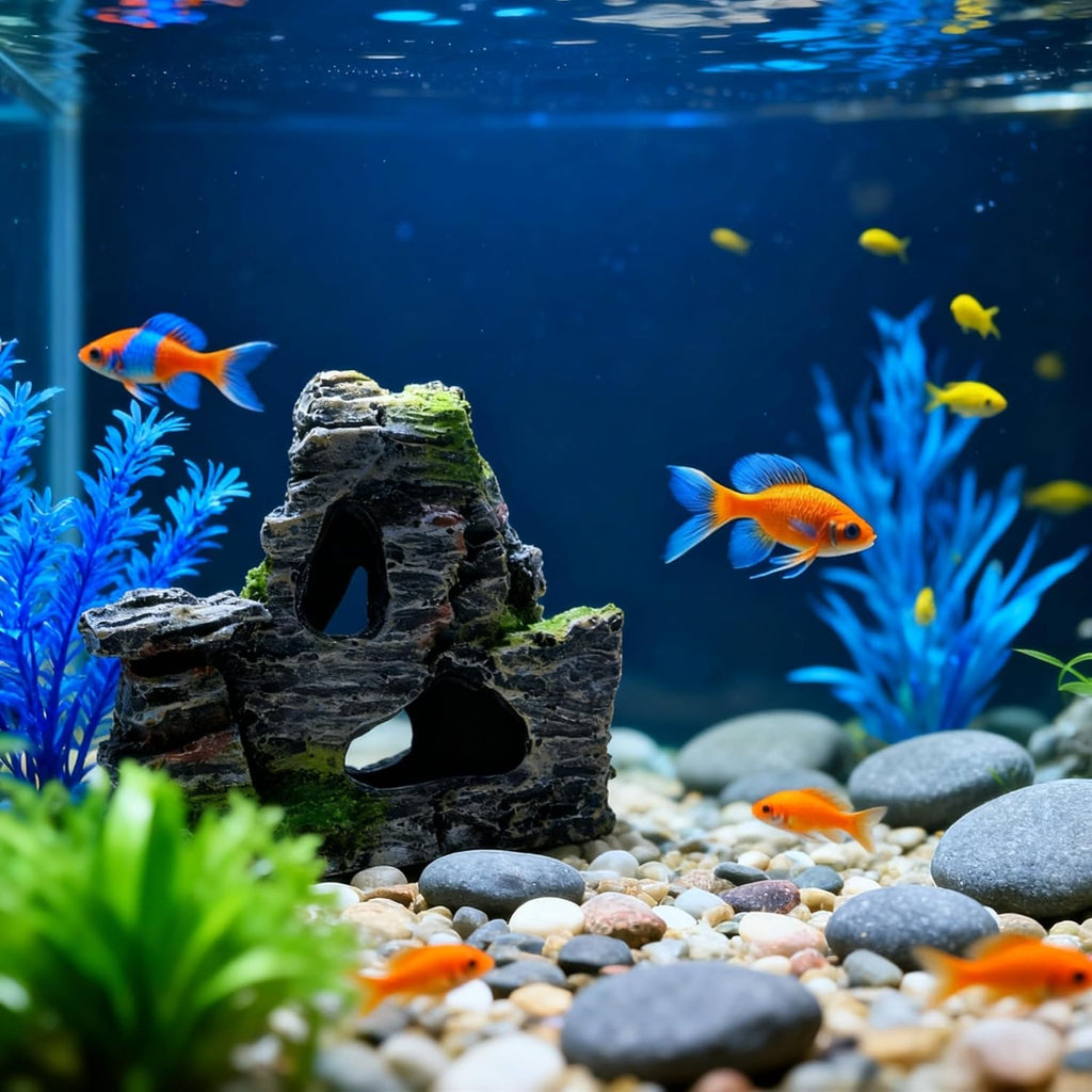 Resin Moss Rock Cave, Aquarium Decor for Betta, Shrimp & Reptiles,Hiding Shelter & Natural Landscape Tank Accessory