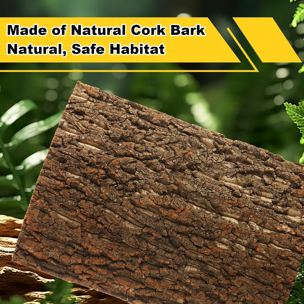 STARVAST 4PCS Cork Terrarium Background 15.7x11.8in Reptile Tank Background Board Habitat Decoration, Natural Cork Large Bark Climbing Mat for Gecko Lizard Tortoise Chameleon