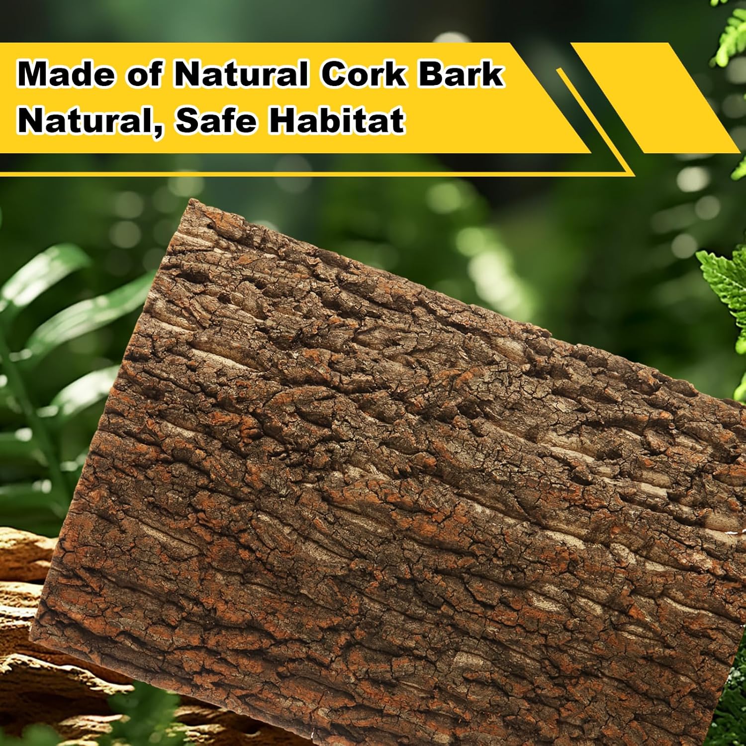 STARVAST 4PCS Cork Terrarium Background 15.7x11.8in Reptile Tank Background Board Habitat Decoration, Natural Cork Large Bark Climbing Mat for Gecko Lizard Tortoise Chameleon