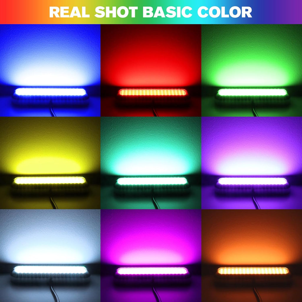 HUSUKU GT10 6000LM Boat Underwater Lights RGB Marine Color Light Kit, 72LED 7in 12V 60W IP68 Waterproof 2205 Stainless Wireless, Grouping & Control Auto Sync for Yacht Boat Dock Transom Pontoon Light