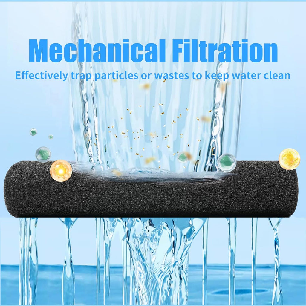 AQUANEAT 2 Pack Aquarium Bio Sponge Filter Media Pad Cut-to-Size Open Cell Foam Sheet for Fish Tank Sump (9" x 9" x 0.5") Black
