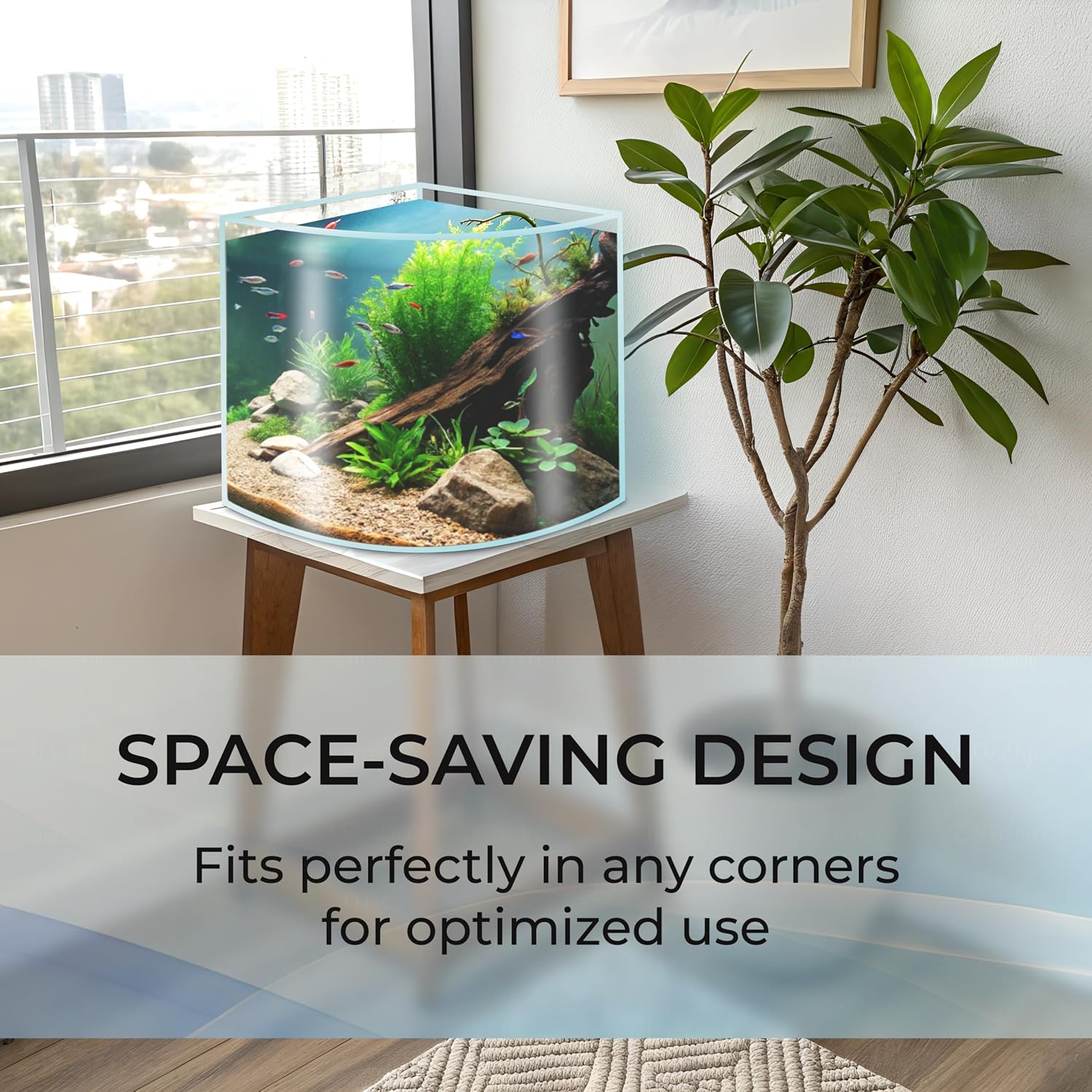 Skywin Corner Fish Tank, 1.71 Gallon Acrylic Fish Tank, Corner Aquarium for Real Life Fish, Aquarium for Small Fish, Aquariums & Fish Bowls