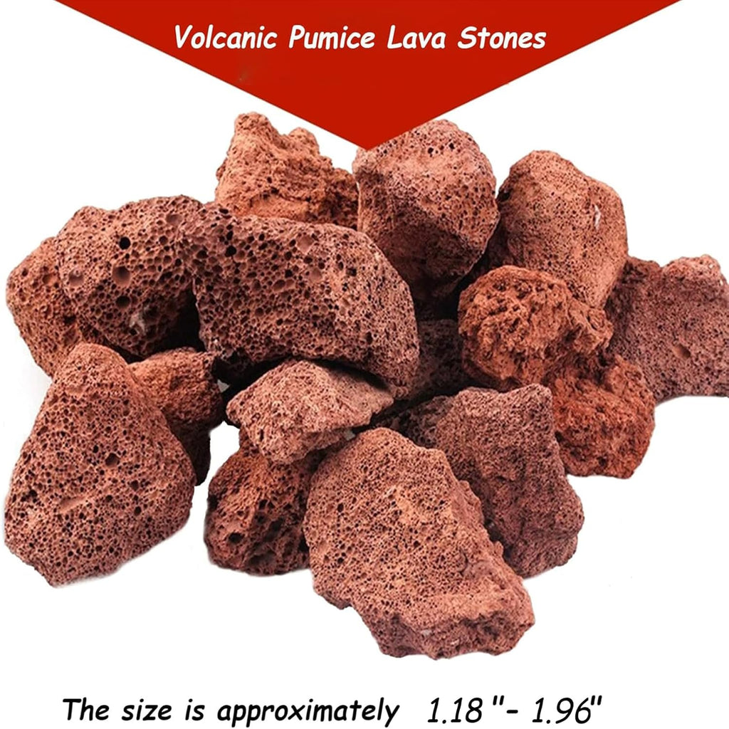 Tfwadmx 10 Pack Aquarium Red Lava Rock Fish Tank Volcanic Pumice Stones for Shrimp Betta(1.18''-1.96'')