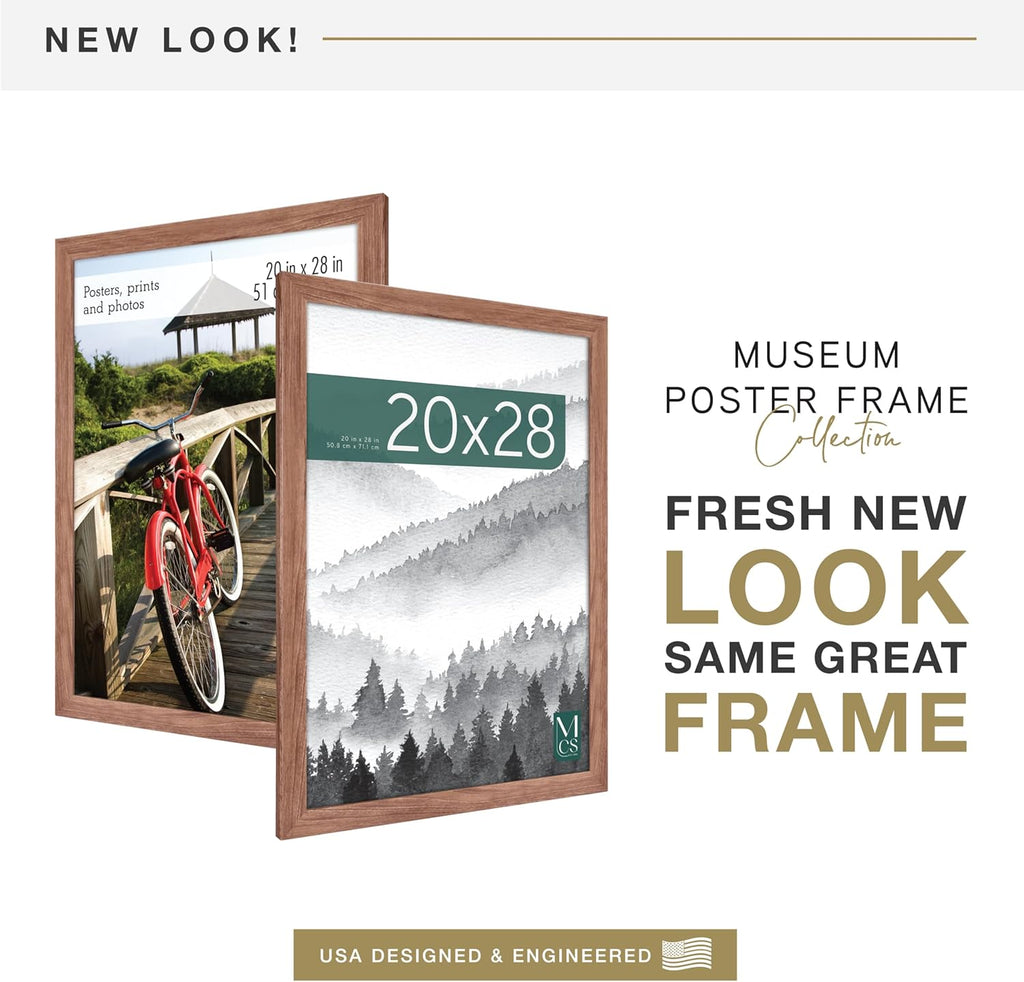 MCS Museum Poster Frame 20x28 Medium Oak Woodgrain, Vertical & Horizontal Wall Hanging Large Picture Frame for Photos, Posters & Art Prints (1-Pack)