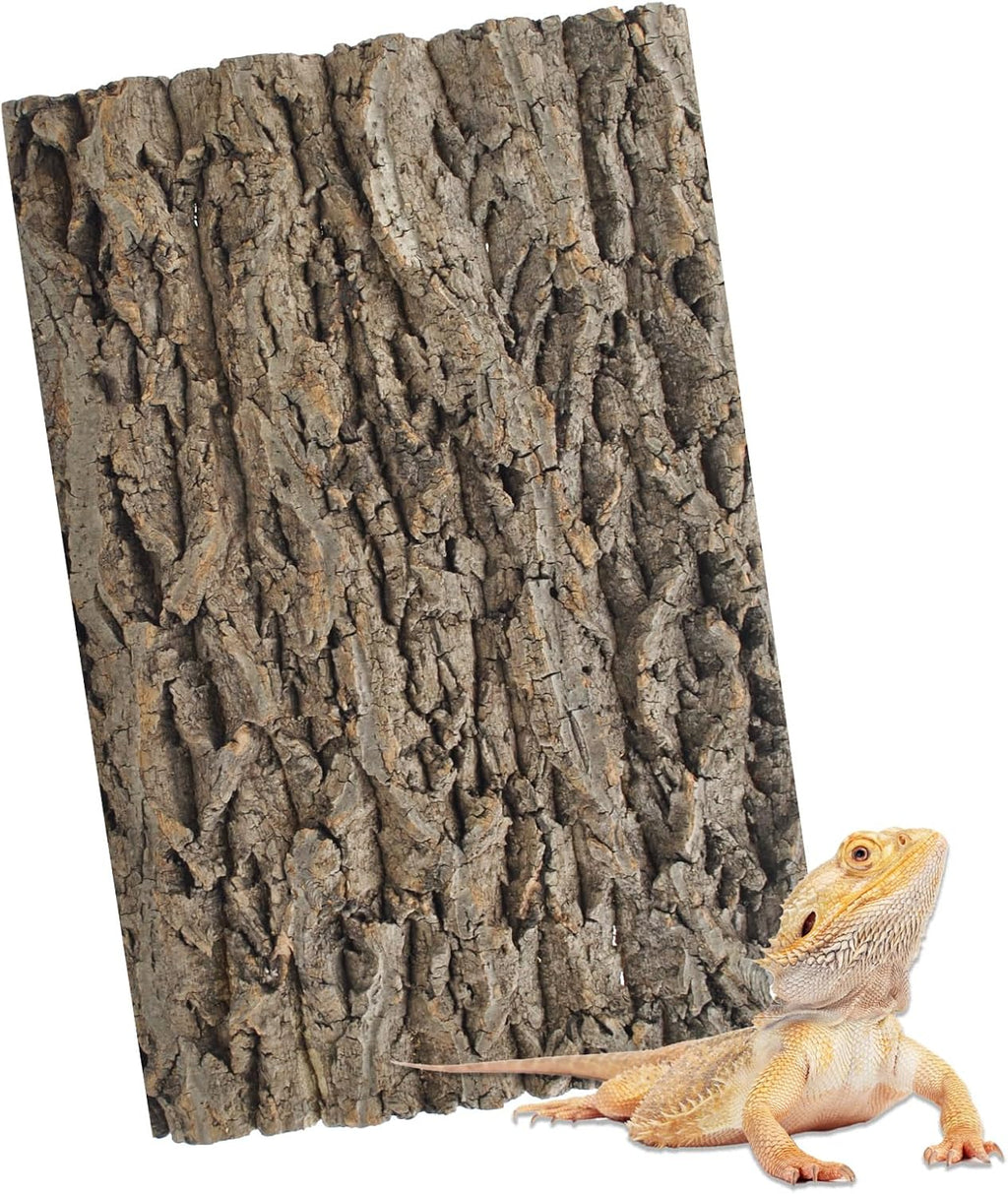 PINVNBY Natural Cork Bark Terrarium Background,15.74x11.81 Inches Reptile Tank Backdrop 3D Bearded Dragon Tank Climbing Wall Habitat Decor for Gecko Lizard Tortoise Frog Chameleon(1 PCS)