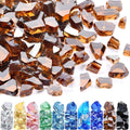 GasSaf 1/2 Inch Fire Glass Reflective Tempered Fireglass Cut Crushed FireGlass for Fire Pit, Fireplace, Replaces Existing Gas Logs & Lava Rocks (10 Pound)(Amber Reflective).