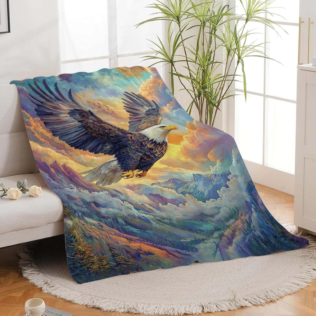 Eagle Throw Blanket Bald Eagle Stuff Gifts for Kids Girls Boys Adults Women Man Soft Cozy Warm Plush Fluffy Fuzzy Fleece Blanket Decor 60''X80''
