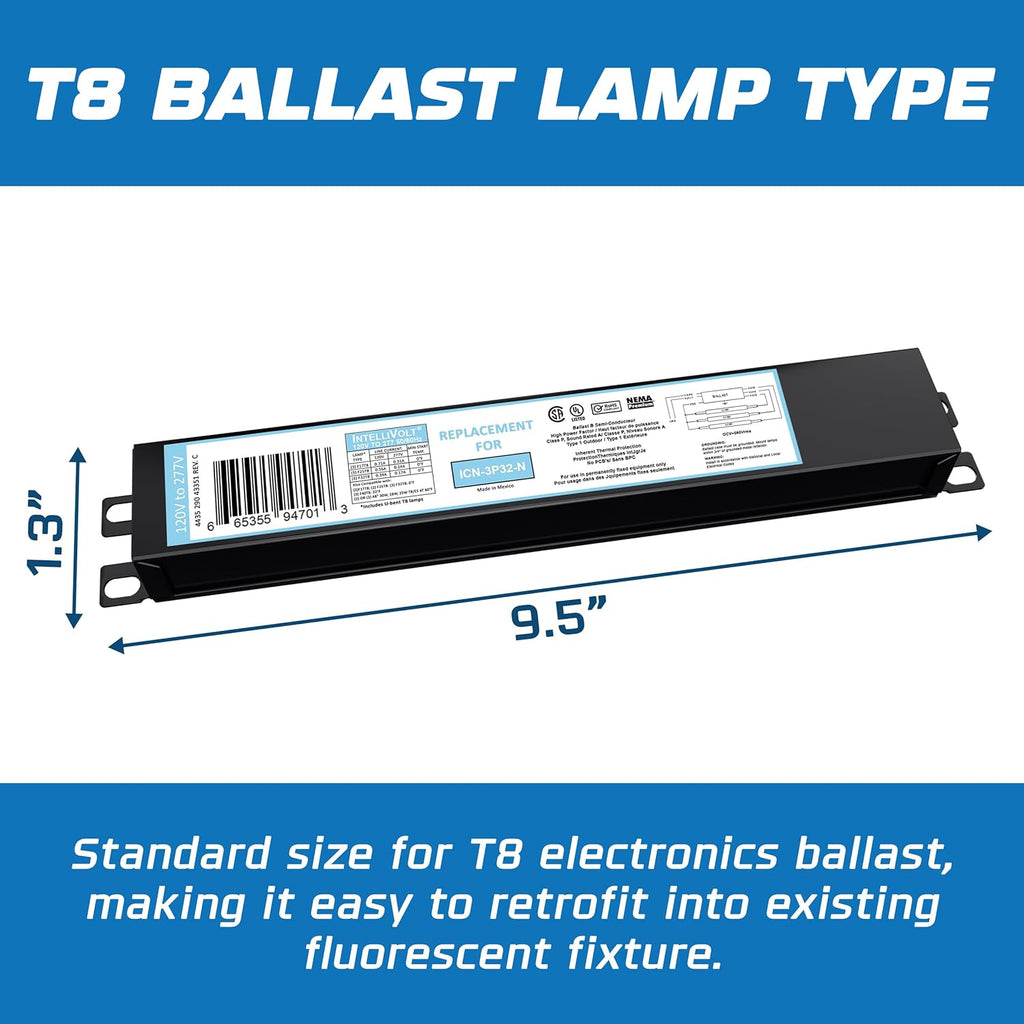 OHLECTRIC 10 Pack - Replacement for ICN3P32-SC 1,2&3 Lamp - T8 Fluorescent Ballast, Electronic Ballast Replacement 120-277 Volt, Instant Start - Standard and Energy Efficient Ballasts - UL Approved