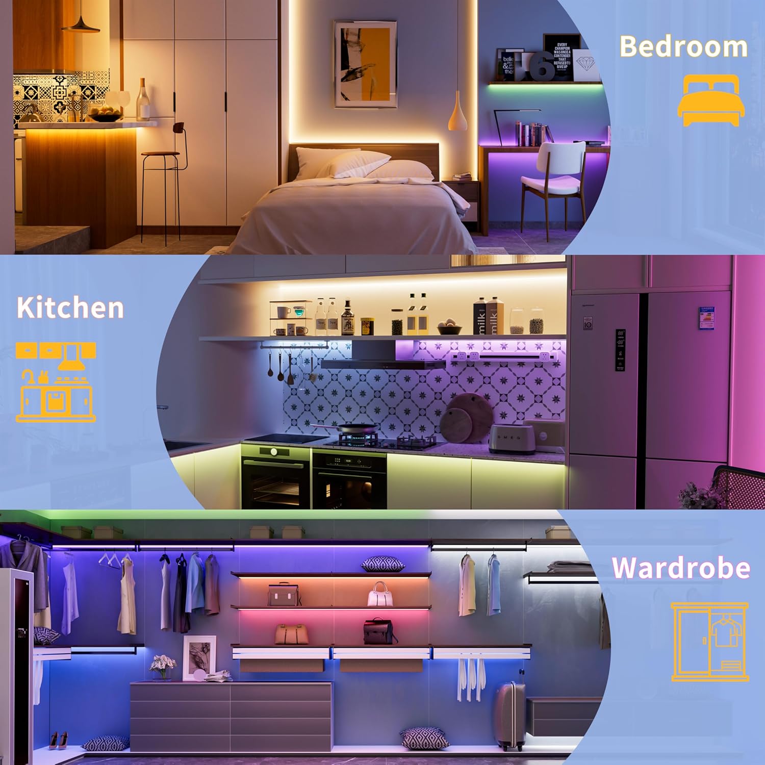 PAUTIX RGBW 6000K COB LED Strip Light 6.56ft/2m,UL Listed 24V Color Changing Tape Lights with 896LEDs/m Multicolor Flexible for TV,Bedroom,Party DIY Decoration(Power Supply & Controller Not Included)