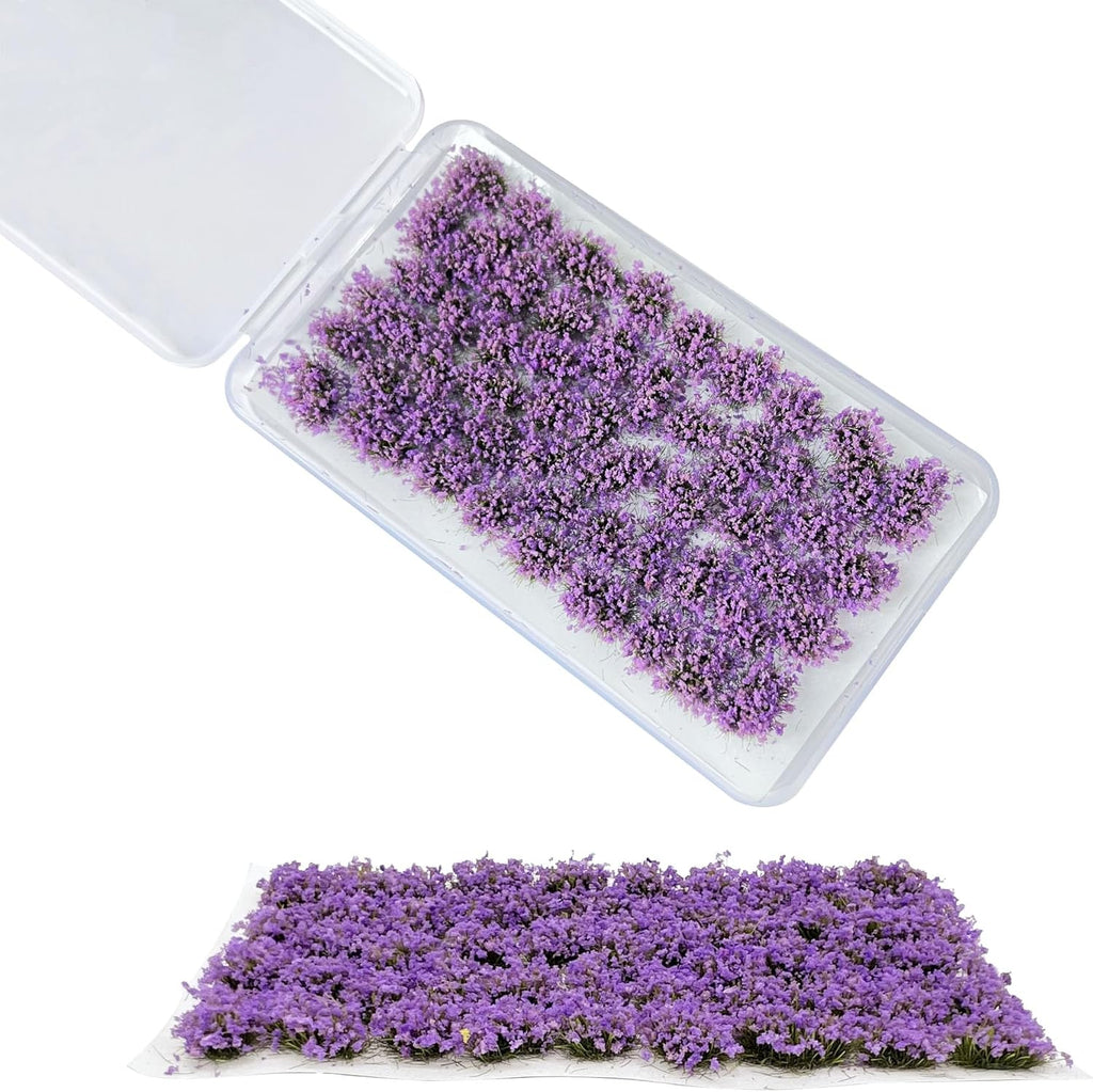 Woohome 53 Pcs DIY Miniature Flower Cluster Flower Vegetation Groups Purple Static Grass Tufts for Train Landscape Railroad Scenery Sand Military Layout Model Miniature Bases and Dioramas