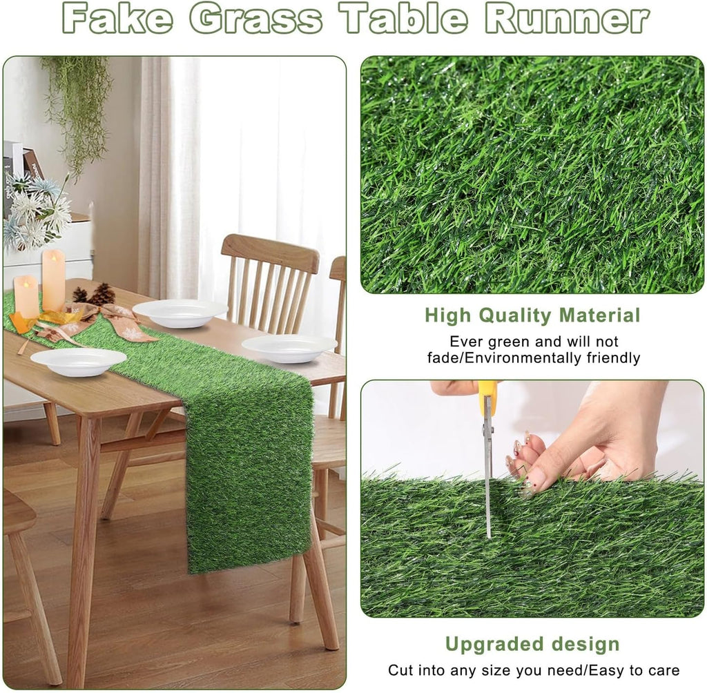 Artificial Grass Table Runners-13 x 96 Inches Faux Grass Table Runner for Golf Themed Party,Synthetic Turf Table Runner for Wedding Party, Birthday, Banquet, Baby Shower, Home Decor
