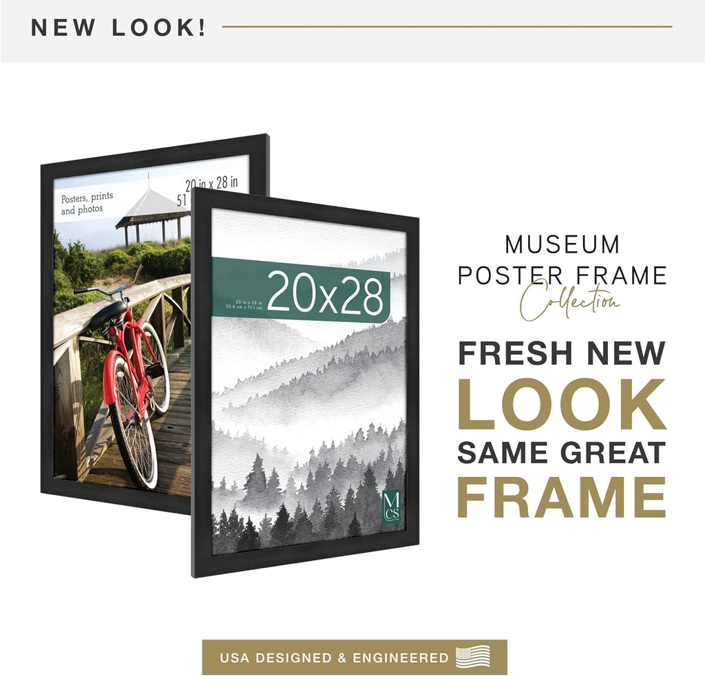 MCS Museum Poster Frame 20x28 Onyx, Vertical & Horizontal Wall Hanging Large Picture Frame for Photos, Posters & Art Prints (1-Pack)