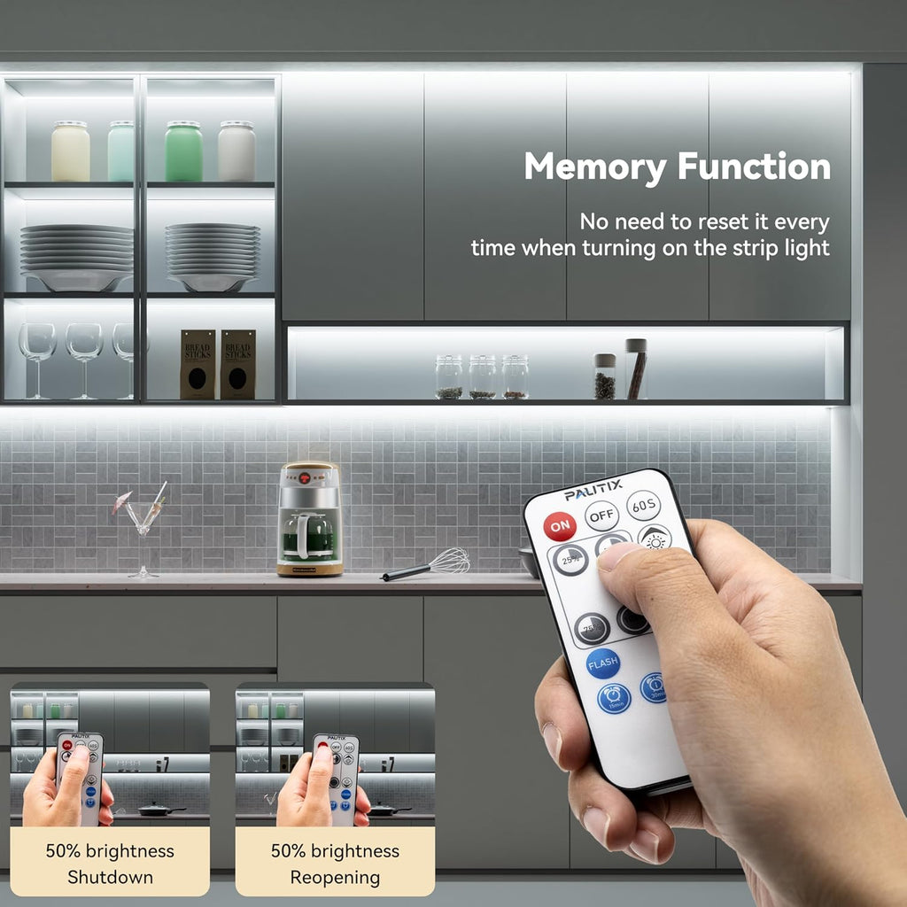 PAUTIX RF WiFi Smart Remote Dimmer for Single Color LED Strip Lights,Compatible with Alexa and Google,14-Key Wireless Remote,DC 12-24V Controller for 3528/2835/5050/COB LED Strip Light
