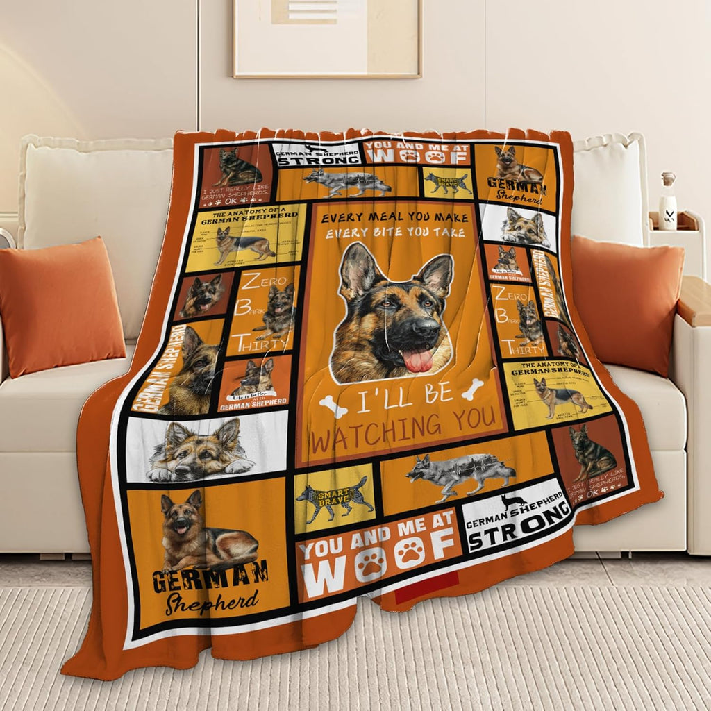 German Shepherd Throw Blanket German Shepherd Puppy Stuff Gifts for Dog Lover Kids Girls Boys Adults Women Men Soft Cozy Warm Plush Fluffy Fuzzy Fleece Blanket Decor 60''X80''