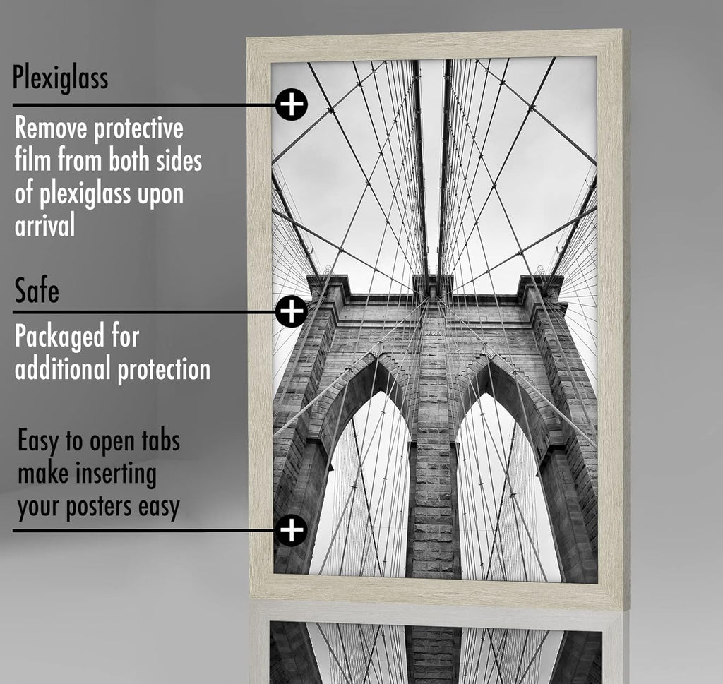 Americanflat 20x30 Poster Frame with Polished Plexiglass - Wide Picture Frames Made of Engineered Wood for Vertical or Horizontal Wall Display - Epic Collection - Grey