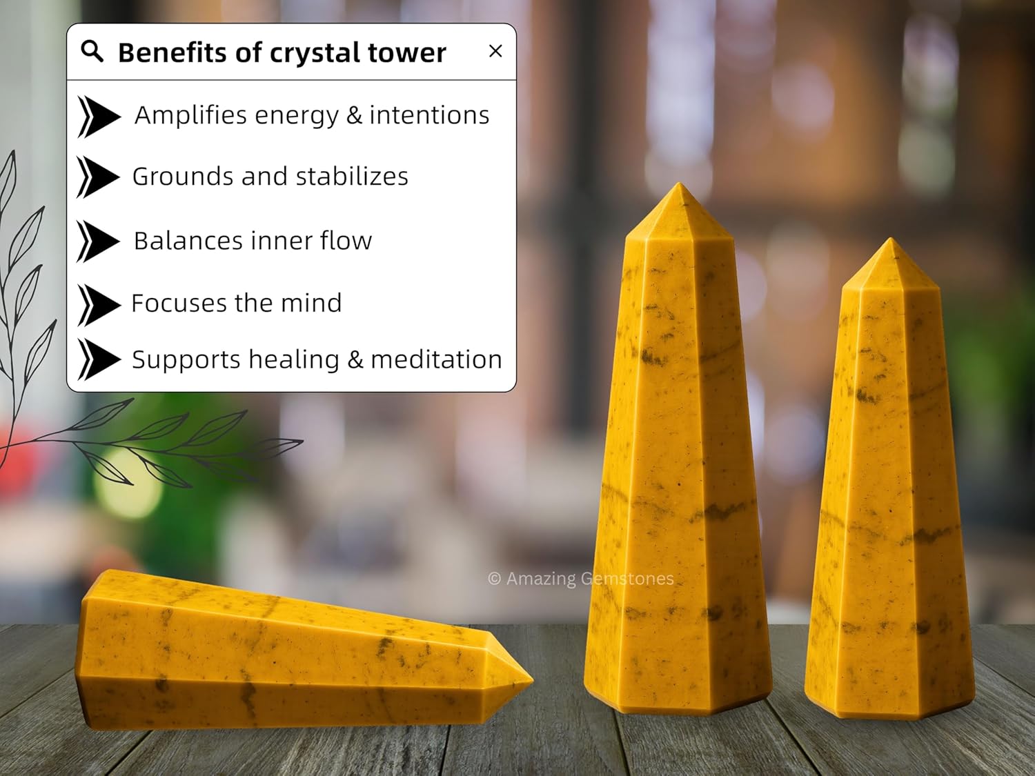 Amazing Gemstone Yellow Jasper Crystal Towers - Natural Healing Crystal Point Obelisk for Reiki Healing and Crystal Grid (3 Inch)