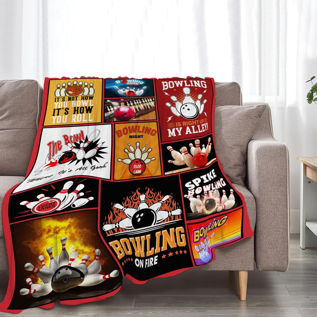 Bowling Blanket Bowling Sport Lover Throw Blankets Gifts for Girls Boys Kids Soft Cozy Fleece Plush for Couch Sofa Bed 50"x40"
