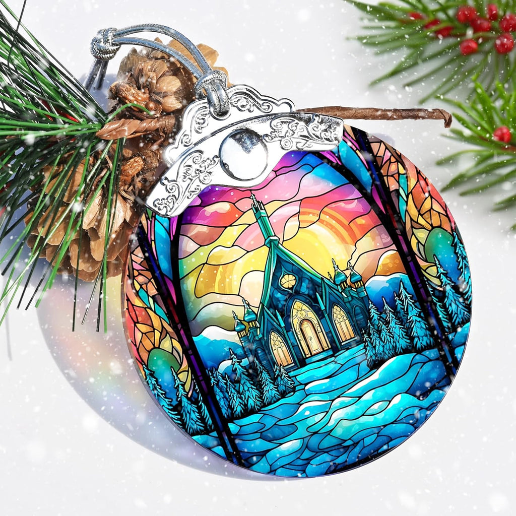 Stained Glass Christmas Ornament, Jocidea Christmas Decorations, Christmas Tree Ornament, Holiday Decor and Xmas Gifts Ideas