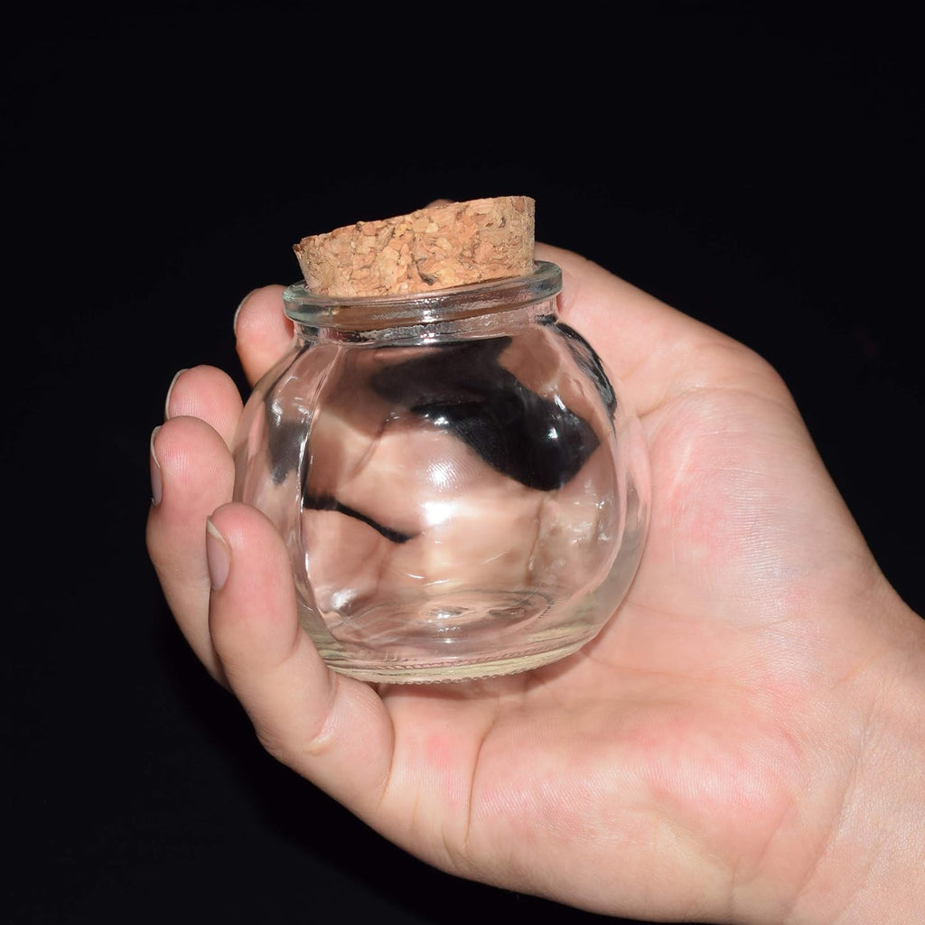 Clear Glass Bottle With Cork Stopper Assorted Shapes Bud Vases Jars Message Wish Bottle 1 Piece (Round Ball)