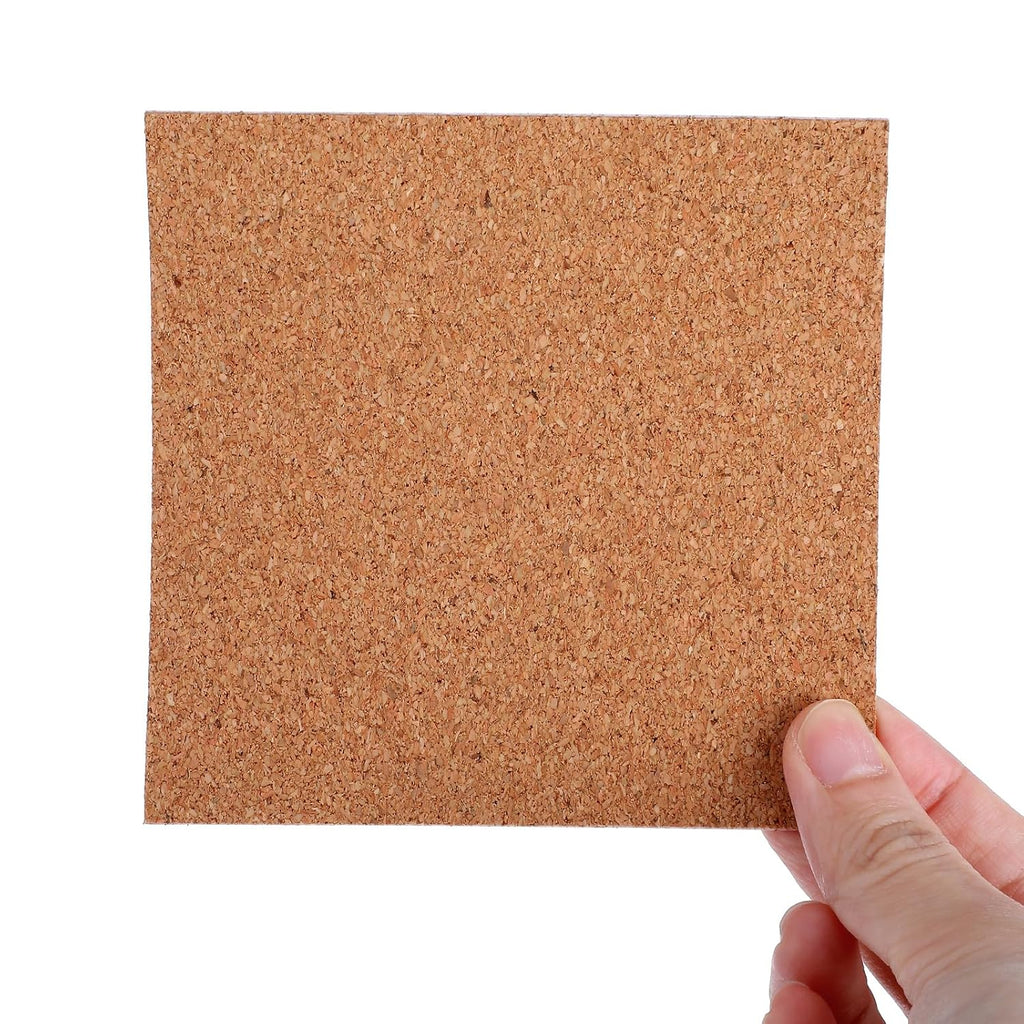 Xindojuz 16 PCS Cork Backing for Coasters, Self-Adhesive Cork Sheet Bulk, Mini Wall Board Corks on Tiles Bottom for Thin Drink Coasters Cup Mats DIY Crafts Making Decorations (4x4 Inches)