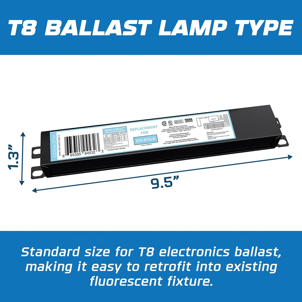 OHLECTRIC 10 Pack - Replacement for ICN4P32-SC 3&4 Lamp - T8 Fluorescent Ballast, Electronic Ballast Replacement 120-277 Volt, Instant Start - Standard and Energy Efficient Ballasts - UL Approved