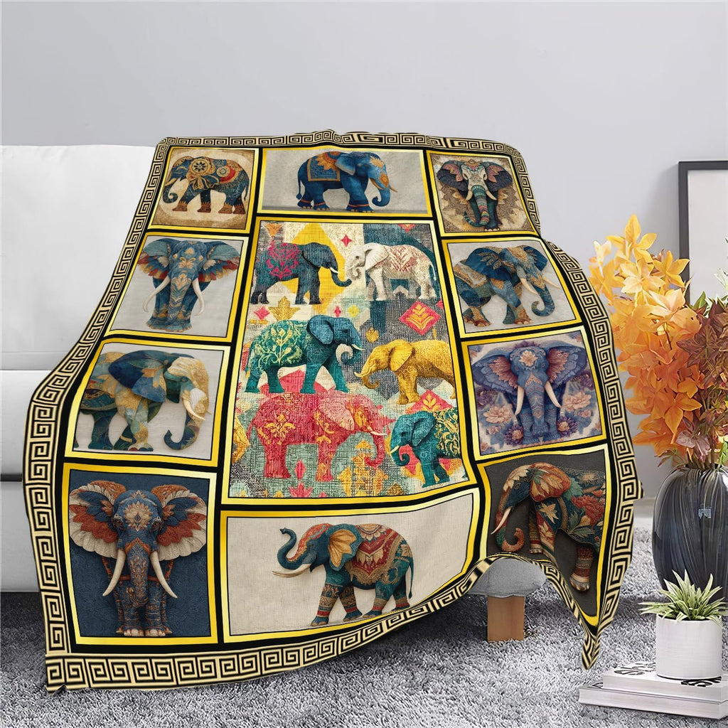 Elephant Throw Blanket Elephant Stuff Gifts for Kids Girls Boys Adults Women Men Soft Cozy Warm Plush Fluffy Fuzzy Fleece Blanket Decor 50''X60''