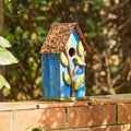 Glitzhome 9.84 Inch Bird House Distressed Leaves Wooden Garden Birdhouse for Outside