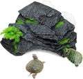 kathson Turtle Basking Platform with Suction Cups Tortoise Climbing Step Ledge Aquarium Ornament Rock Turtle Floating Dock Resting Basking Terrace for Amphibians Reptile (Gray)