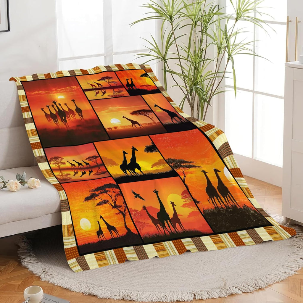 Giraffe Throw Blanket Giraffe Stuff Gifts for Kids Girls Boys Adults Women Men Soft Cozy Warm Plush Fluffy Fuzzy Fleece Blanket Decor 60''X80''