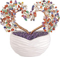 GEHECRST 7 Chakra Healing Crystal Tree Heart Shape Crystal Gemstone Bonsai Money Tree Feng Shui Crystal Ornament for Home Office Desk Decor Good Luck Crystals Gifts for Mom Christmas Day Her Women