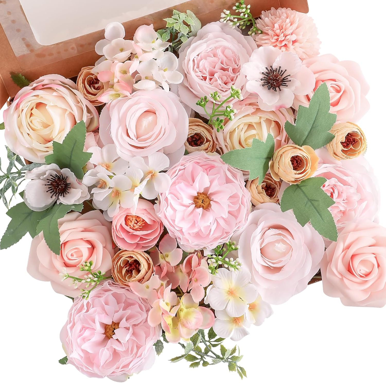 Artificial Flowers Combo for DIY Wedding Bouquets Combo Centerpieces Arrangements Party Bridal Baby Shower Home Decorations-Blush Pink