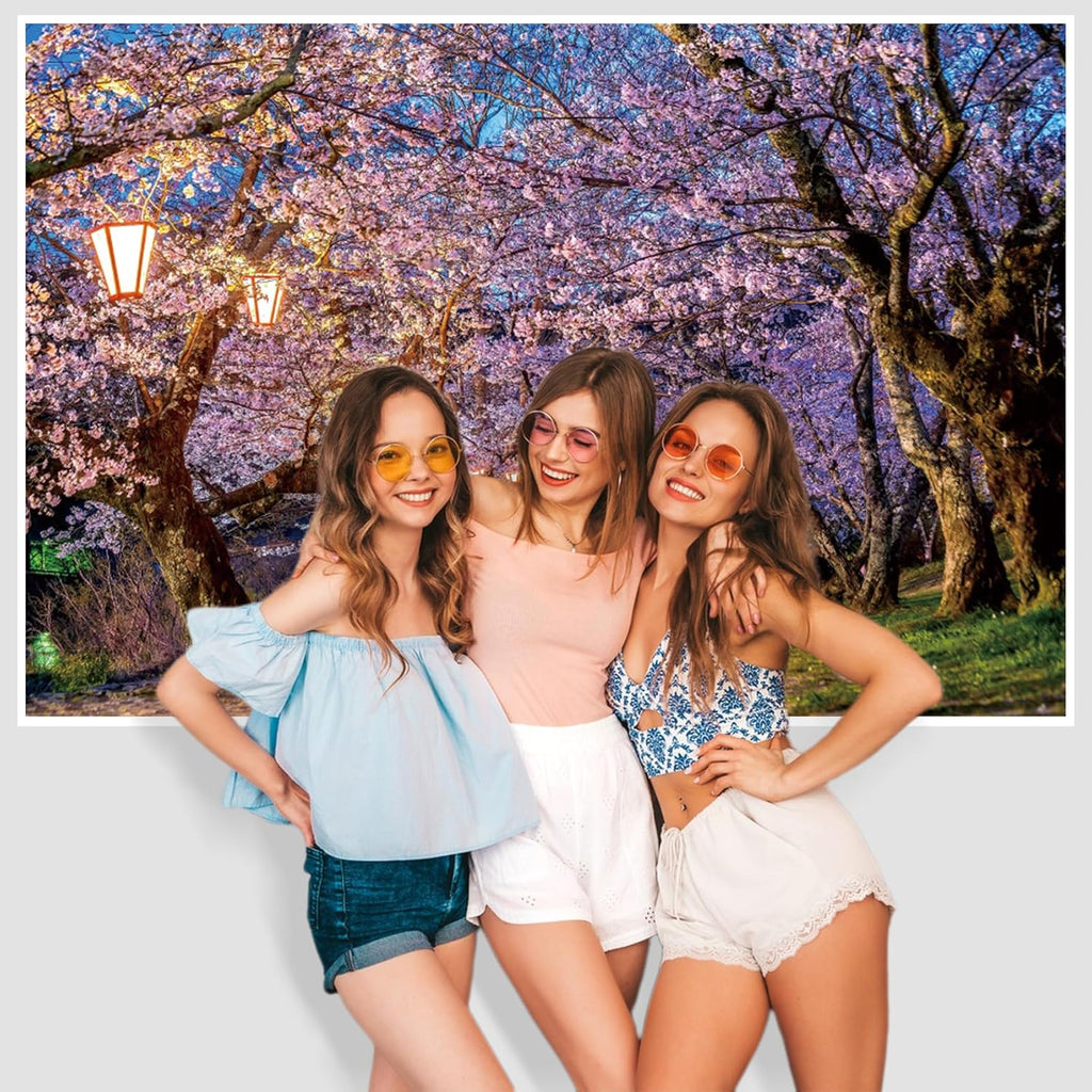 AOFOTO Pink Cherry Blossom Forest Photo Backdrop Spring Outdoor Parks Flower Photography Background Wedding Bridal Shower Reception Decor Banner Adults Kids Portrait Studio Photo Props 7x5ft