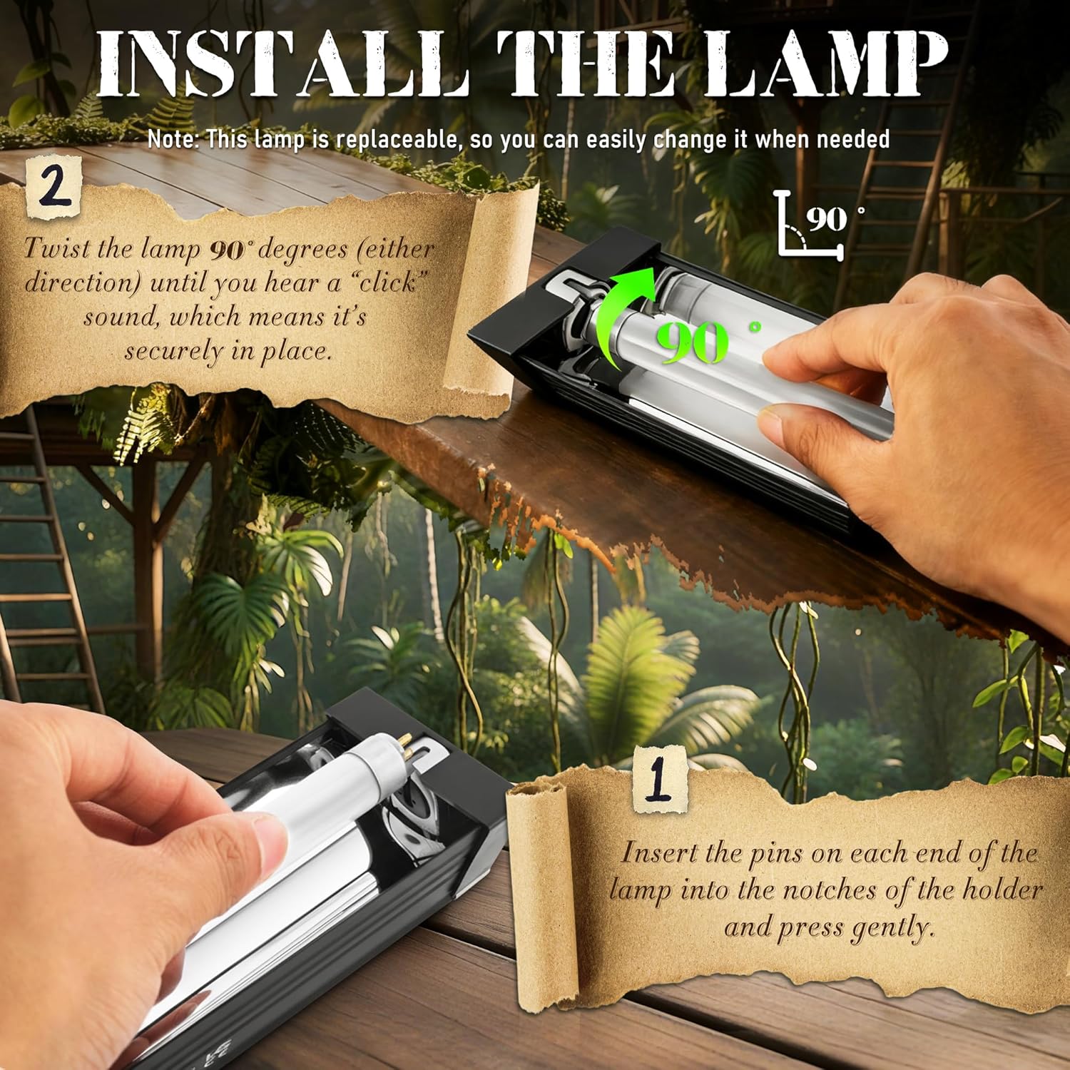 T5 Reptile UVB Light 12.5 Inches Fixture with UVB 5.0 Bulb High Output Hood for Terrariums, Basking Reptiles, Lizards, Chameleons, Iguanas, Bearded Dragons, 8W