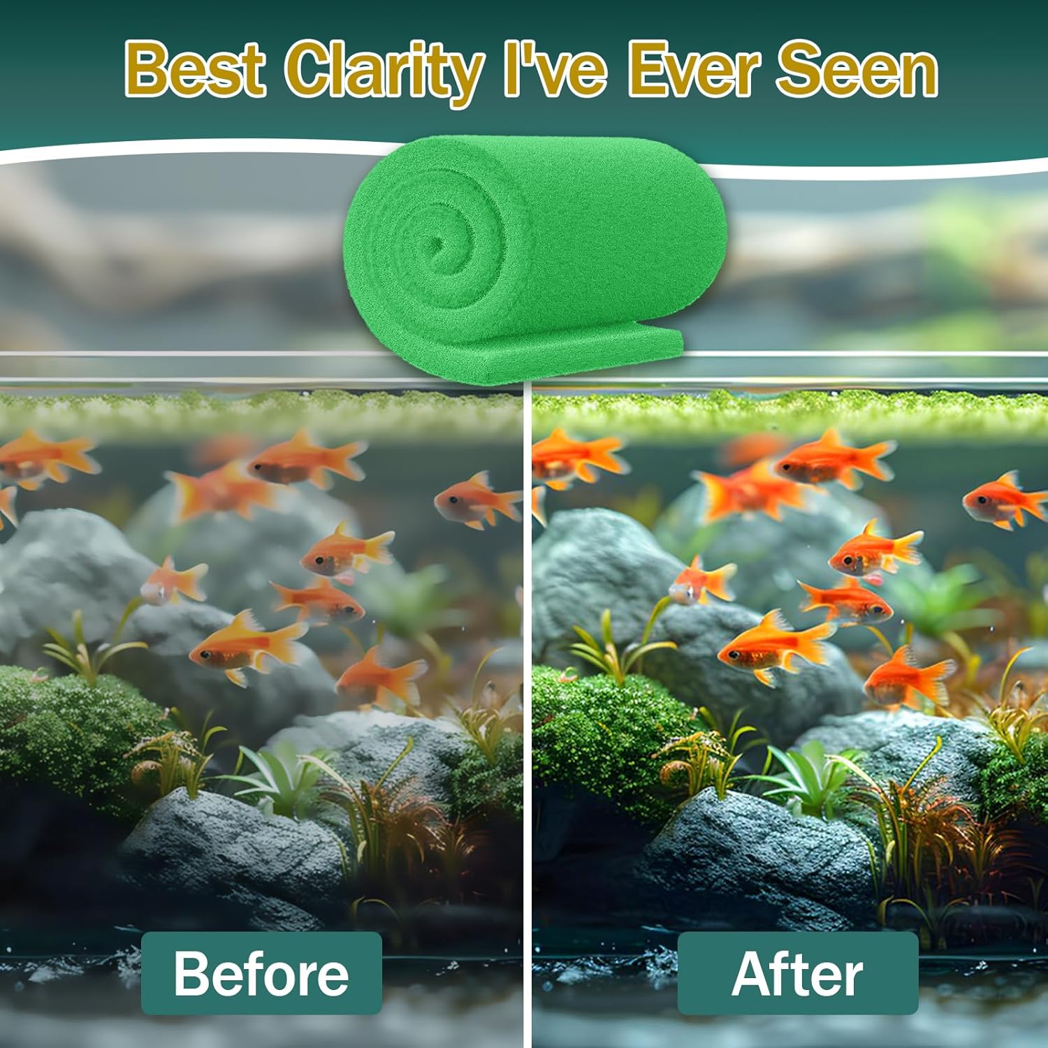 3PCS Aquarium Filter Floss - 12" x 78" (6ft per roll) - Total 18ft - 1" Thick Premium Polyester Filter Pad for Fish Tank - Mechanical Filtration, Crystal Clear Water, Fits Most Filters(18ft)