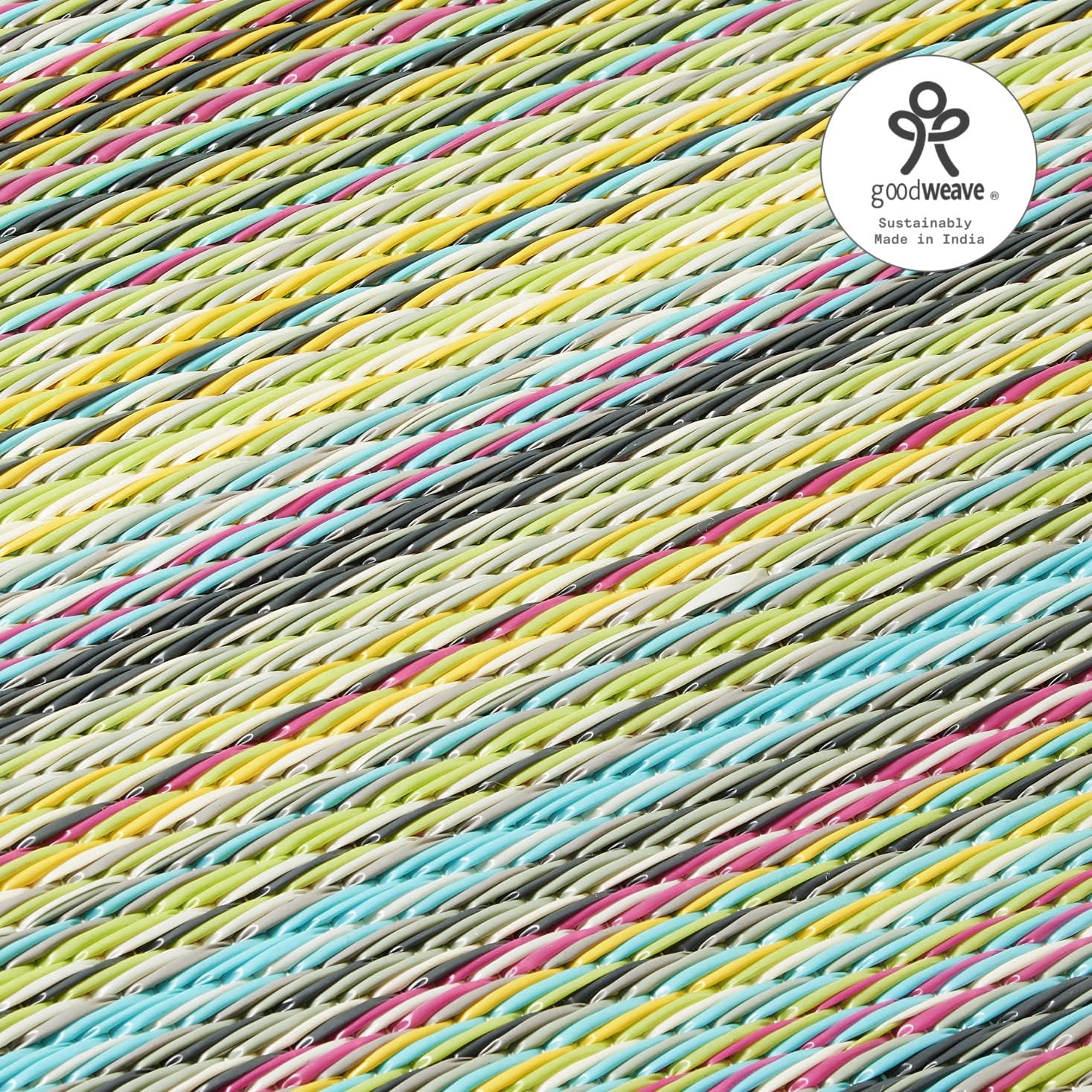Fab Habitat Striped Outdoor Rug - Waterproof, Fade Resistant, Crease-Free, Reversible - Premium Recycled Plastic - Patio Porch Balcony Deck - Cancun Candy - 8x10 ft