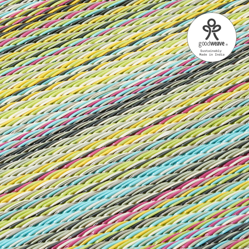 Fab Habitat Outdoor Rug - Waterproof, Fade Resistant, Crease-Free - Premium Recycled Plastic - Striped - Large Patio, Deck, Sunroom, Camping, RV - Cancun - Candy - 6 x 9 ft