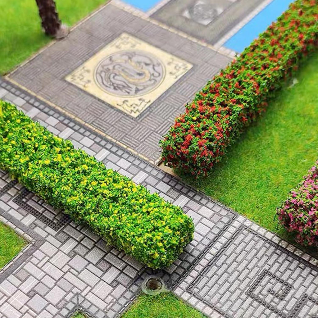 Woohome 7 Color Miniature Shrub Strips Static Grass Tuft Static Shrub Vegetation Groups DIY Miniature Colorful Flower Cluster for DIY Model Train Landscape Railroad Scenery