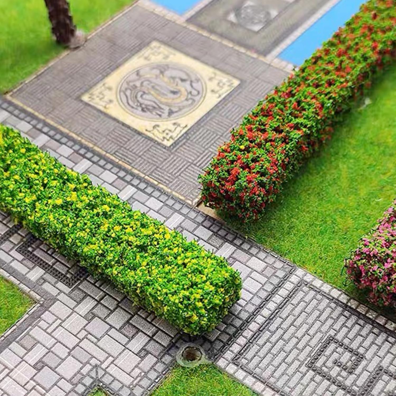 Woohome 7 Color Miniature Shrub Strips Static Grass Tuft Static Shrub Vegetation Groups DIY Miniature Colorful Flower Cluster for DIY Model Train Landscape Railroad Scenery