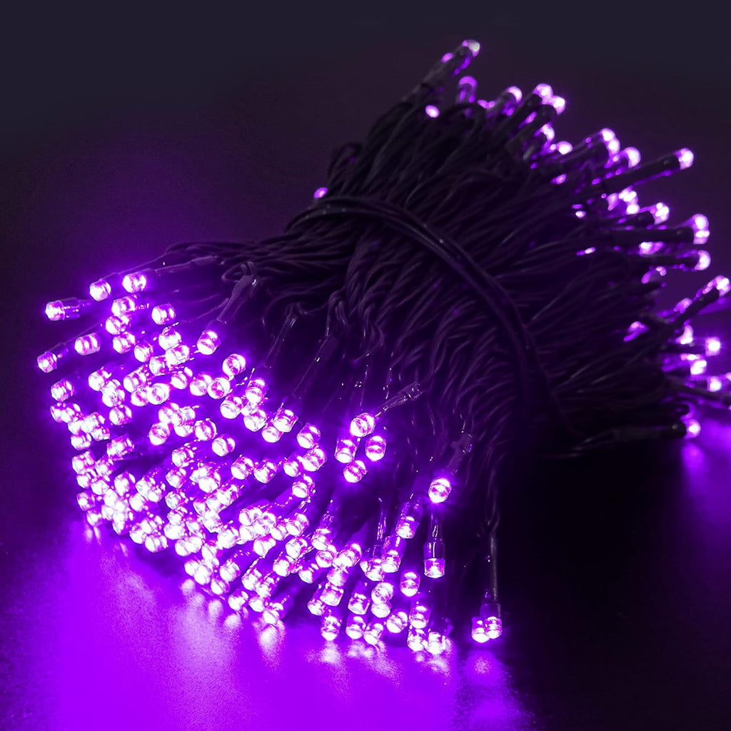 AmyHomie Purple Christmas Lights, 108Ft 300LED Halloween String Lights, 8 Modes Waterproof Fairy Lights for Outdoor & Indoor Home Patio Garden Party Wedding Decor