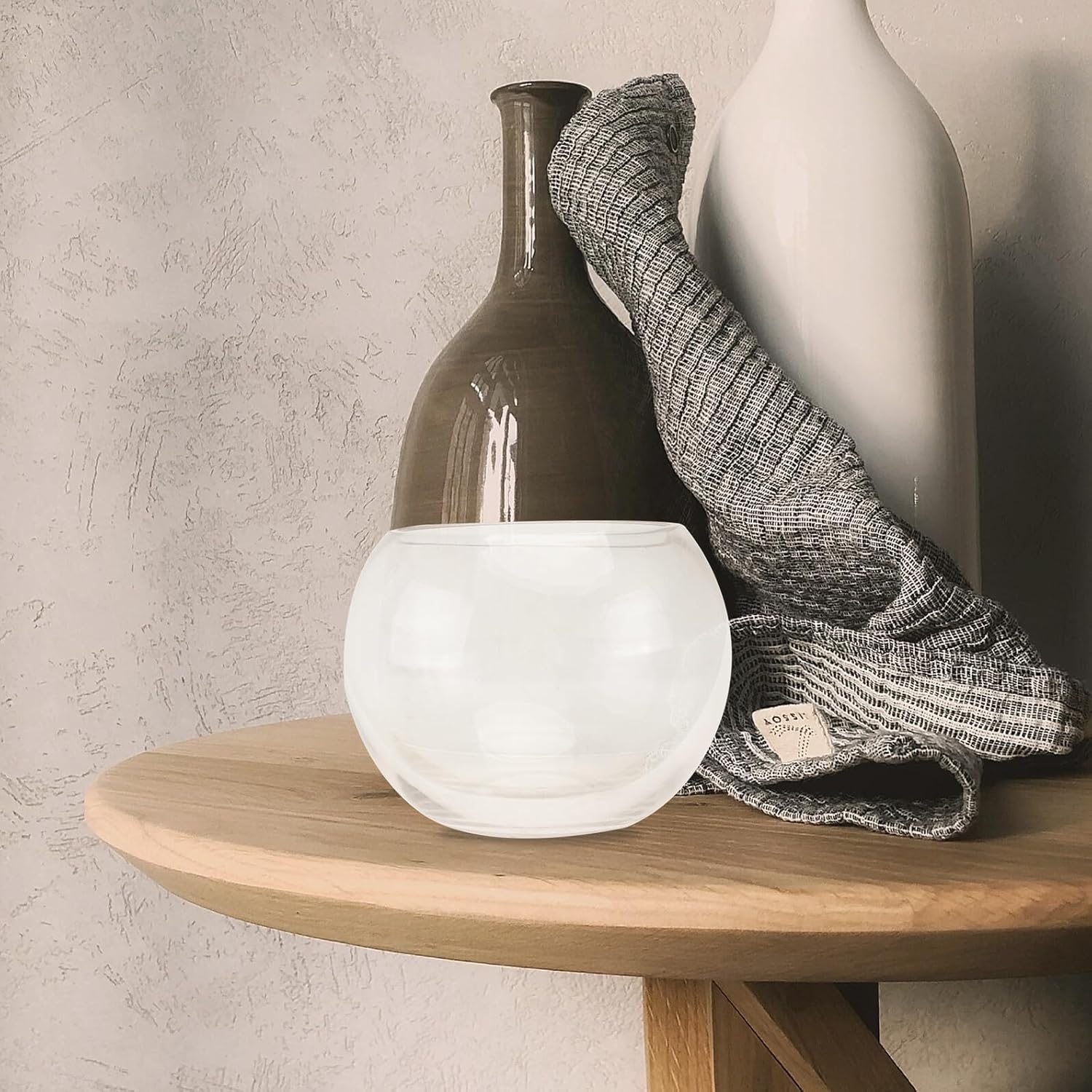 Transparent Glass Hydroponics Vase Smooth Rounded Plant Holder Terrarium Bowl for Home Office Hotel Decorative Floral Planter