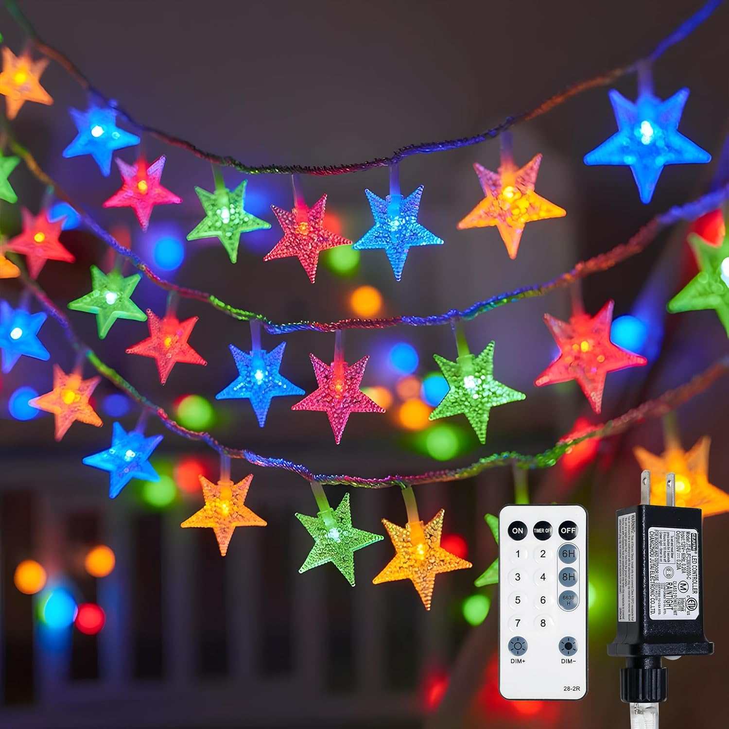 Star String Lights Plug in,33ft 100LED Star Christmas Lights with Remote and Timer, Fairy Lights Waterproof for Indoor Outdoor Bedroom Classroom Dorm Wedding Party Holiday Decor,Multicolor