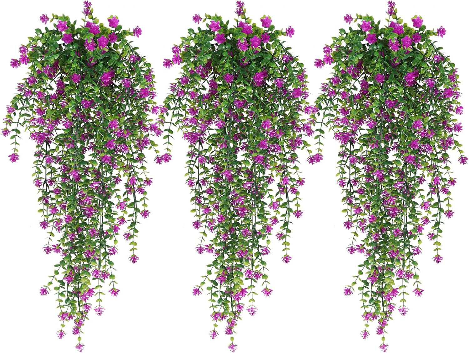 RECUTMS Artificial Fake Hanging Eucalyptus Plants Vine Hanging Plant Outdoor UV Resistant Plastic Plants Artificial Greenery for Bedroom Wall Decor Wedding Party Room Aesthetic Stuff(Fuchsia)