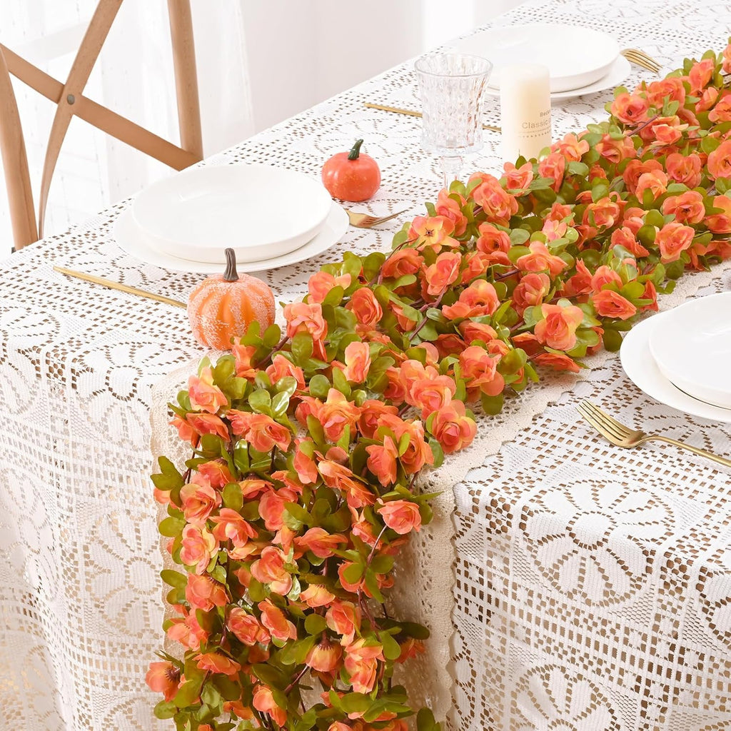 BLEUM CADE 5Pcs 41Ft Flowers Garland Artificial Rose Vines for Bedroom, Cute Fake Hanging Flower Vines Floral Garland Decorations for Wedding Party Wall Room Decor Aesthetic