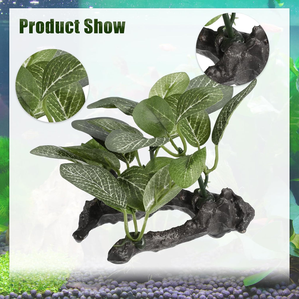 Aquarium Plastic Plants, Driftwood Betta Silk Plants, Silk Plants Aquarium Set Decor, Silk Aquarium Plants for Betta Fish (Green, 3pcs)