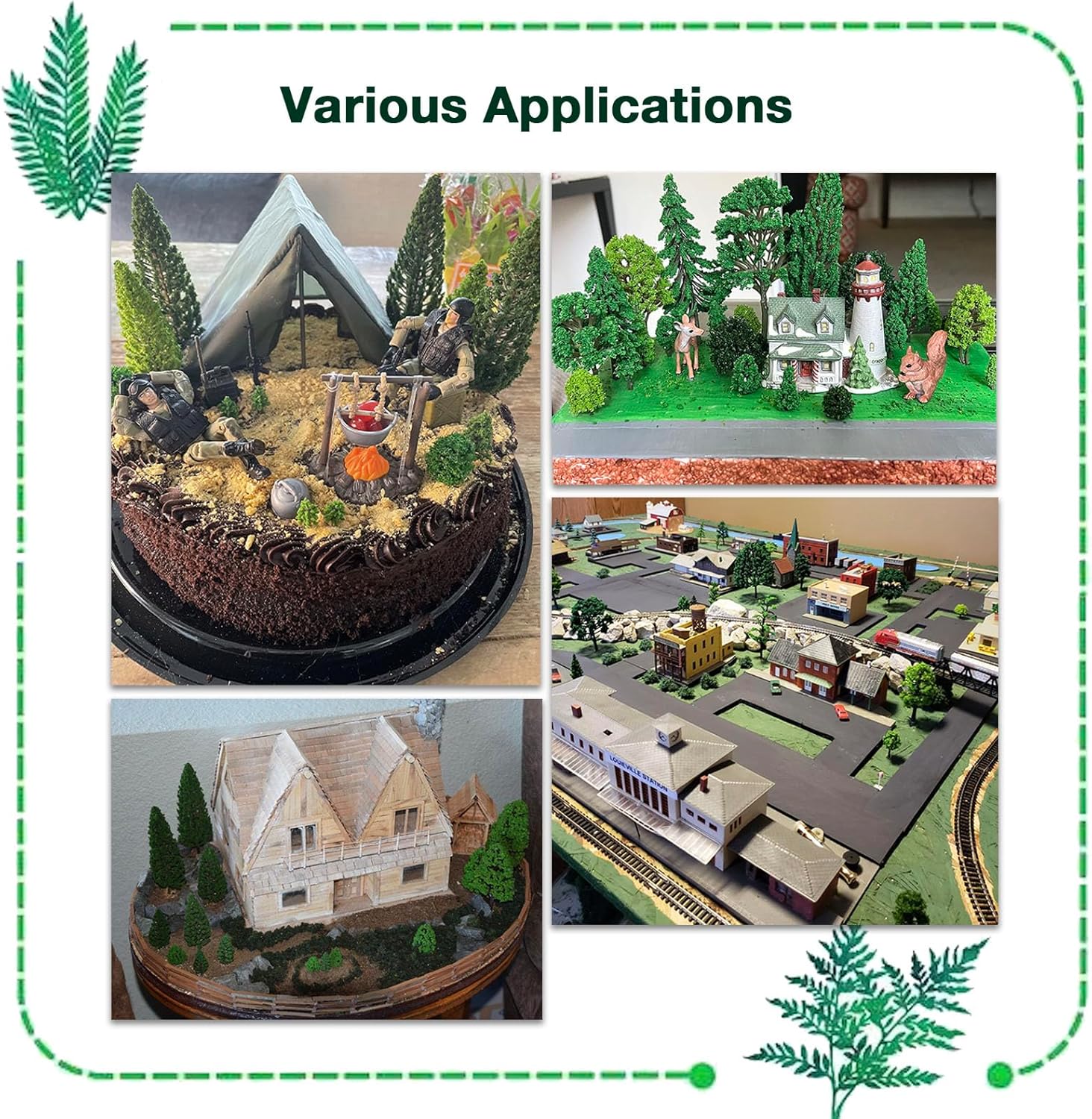 32PCS Model Trees Mixed Miniature Trees Model Tree Train Trees Railroad Scenery Diorama Tree Architecture Trees Fake Trees for Building Model DIY Crafts Diorama Scenery Landscape, Natural Green