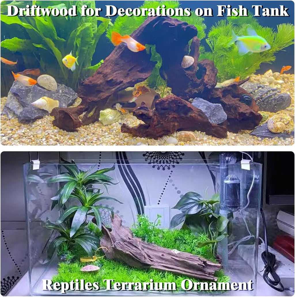 kathson Natural Driftwood for Aquarium Decor, 3-Piece 9''-15'' Large Driftwood for Decorations on Fish Tank, Reptiles Bearded Dragon Terrarium Ornament Accessories or Air Plants