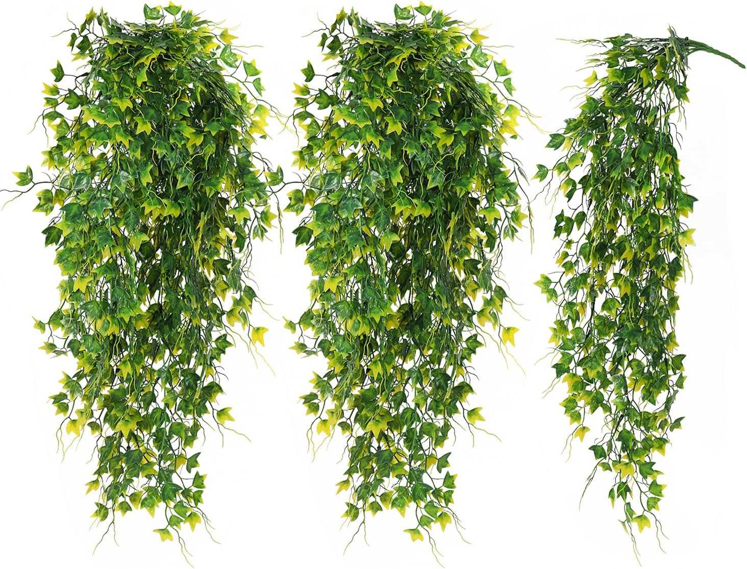 RECUTMS Artificial Plant Fake Plants Artificial Hanging Plants Faux Ivy Plant with Yellow Leaf Fake Hanging Plant Indoor Decoration House Party Garden Room Wall Decor（Yellow）