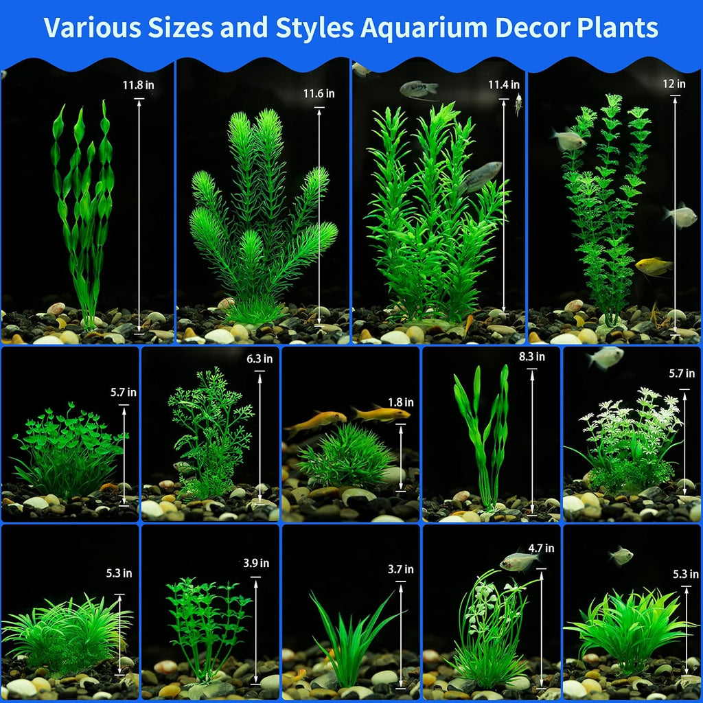 MyLifeUNIT Aquarium Plants, 20 Pack Artificial Fish Tank Plants for Aquarium Decorations (Green)