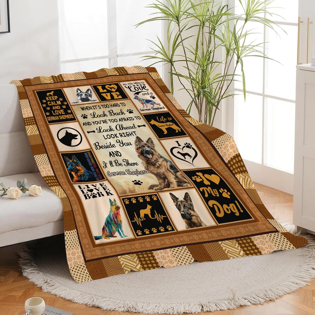 German Shepherd Throw Blanket German Shepherd Puppy Stuff Gifts for Dog Lover Kids Girls Boys Adults Women Men Soft Cozy Warm Plush Fluffy Fuzzy Fleece Blanket Decor 50''X60''